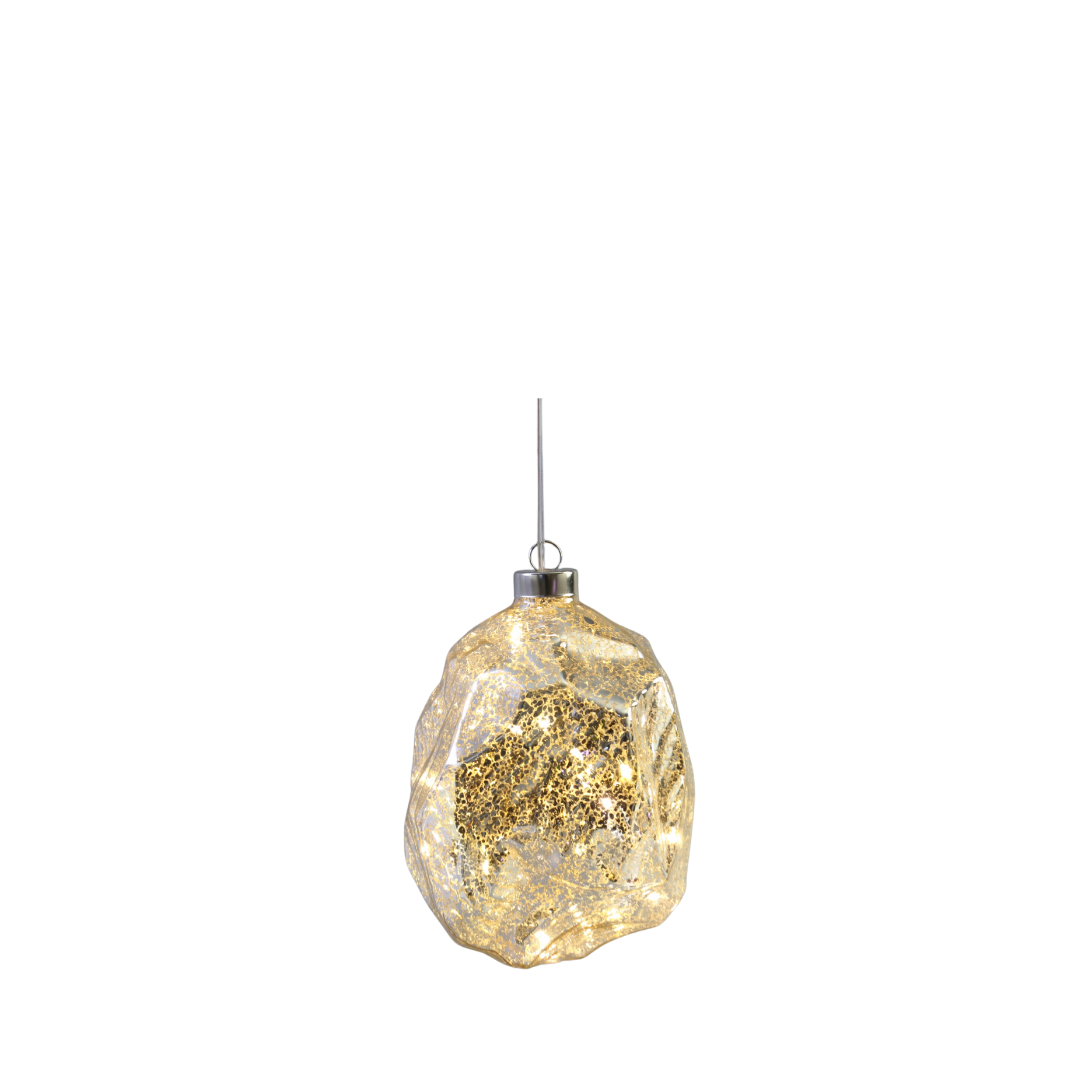 Organische Christbaumkugel aus Glas mit LED